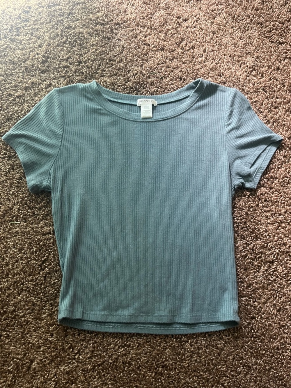 Bozzolo Short Sleeve Ribbed Top - Teal/Green